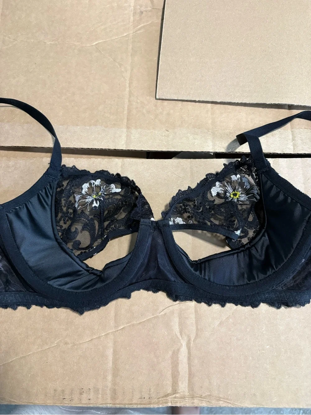 Victoria’s Secret Black Lace & Embroidered Demi Bra